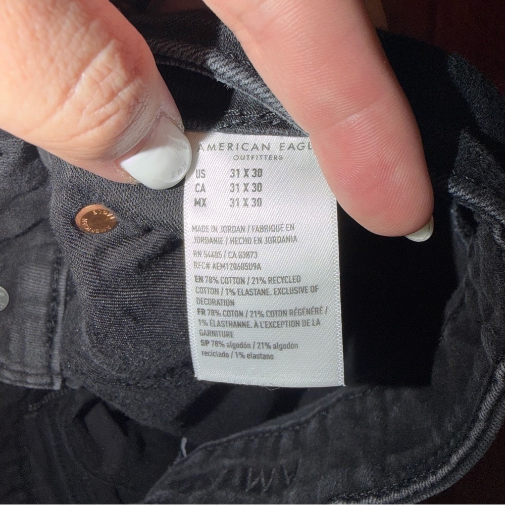 Men’s American Eagle Airflex Black Denim Jeans Size 31x30 - Picture 4 of 5